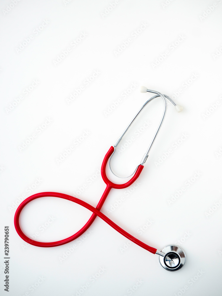 Red Stethoscope isolated on white background. Red Stethoscope isolated on white background.