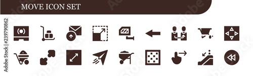 Vector icons pack of 18 filled move icons