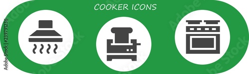 Vector icons pack of 3 filled cooker icons