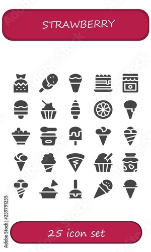 Vector icons pack of 25 filled strawberry icons