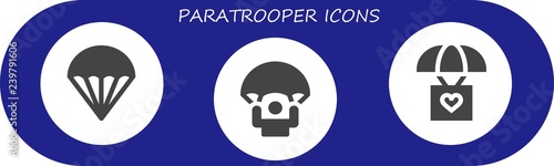Vector icons pack of 3 filled paratrooper icons