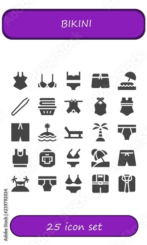 Vector icons pack of 25 filled bikini icons