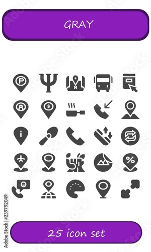 Vector icons pack of 25 filled gray icons