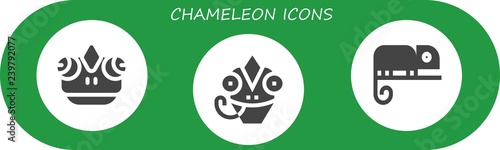Vector icons pack of 3 filled chameleon icons