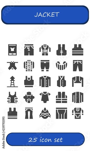 Vector icons pack of 25 filled jacket icons