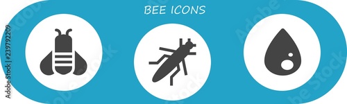 Vector icons pack of 3 filled bee icons