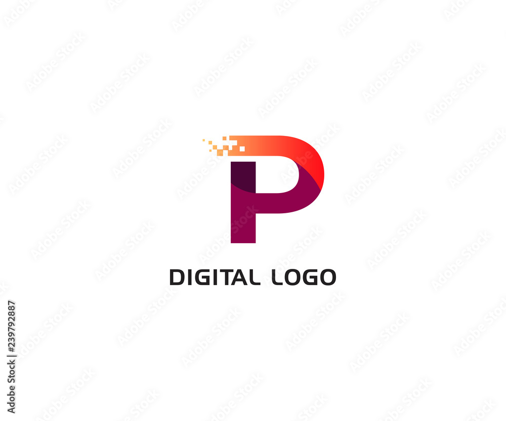 Digital logo icon. Letter P vector element Digital logo icon. Letter P vector element