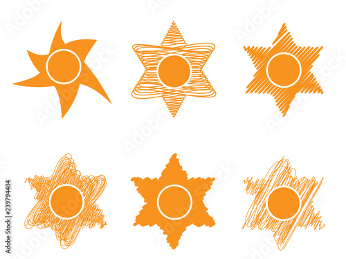 Vector set six stars in various styles