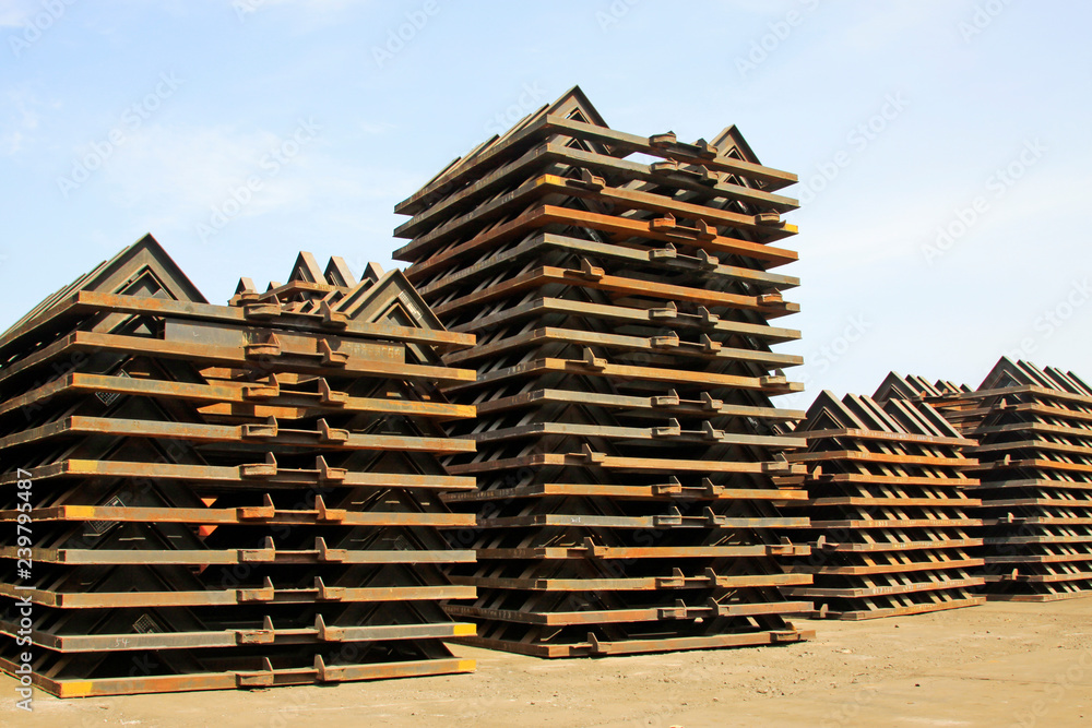 Piles of steel components