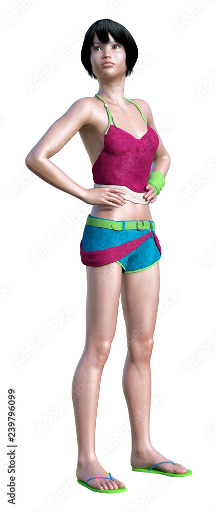 3D Rendering Teenager Girl on White 3D Rendering Teenager Girl on White