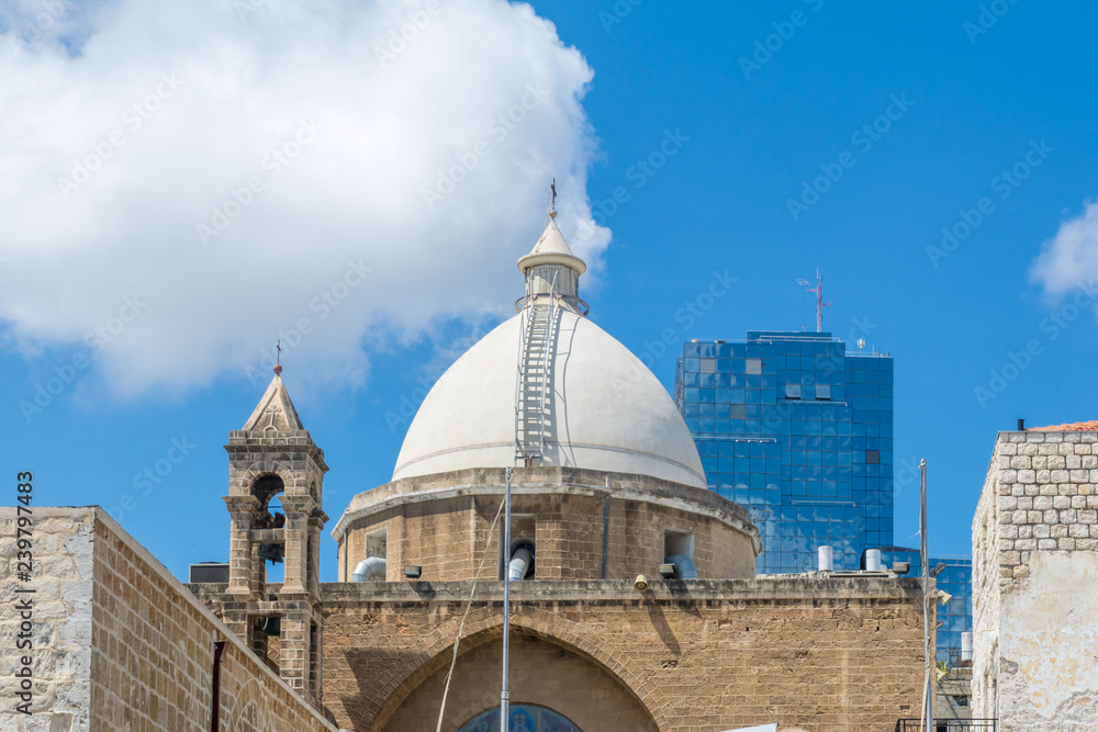 Maronite church and other buildings, in Haifa