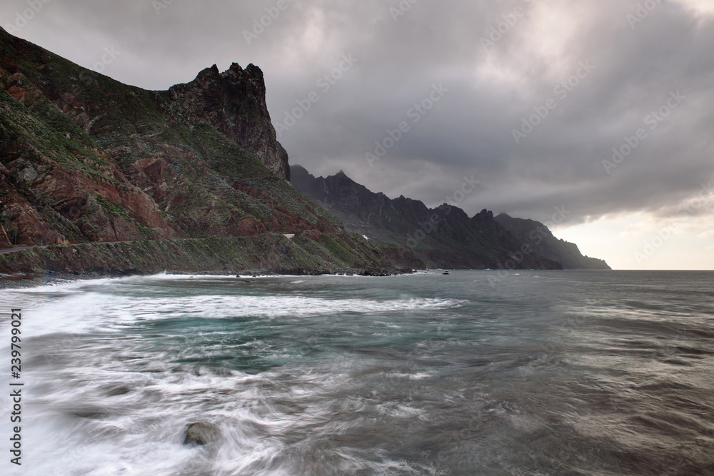 Fototapeta premium Rocks on coast of Benijo beach (Playa de Benijo), Tenerife island.