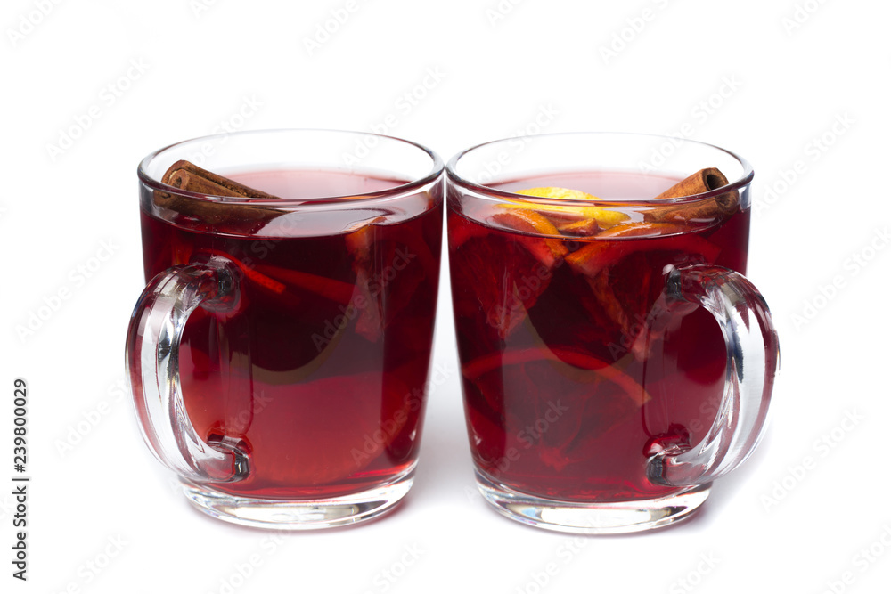 mulled wine with spices isolated on white background mulled wine with spices isolated on white background