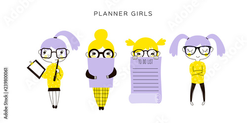 planner girls cartoon