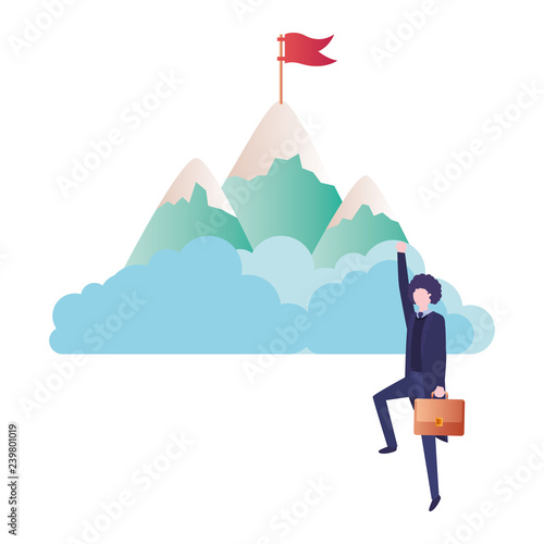 businessman with mountain