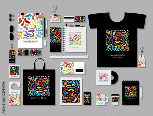 Corporate flat mock-up template, colorful abstract background