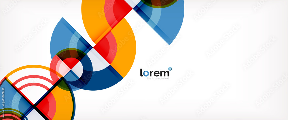 Fototapeta premium Circle abstract background, bright colorful round geometric shapes