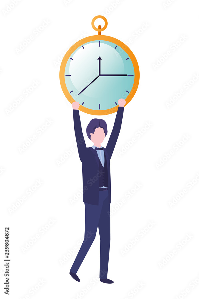 businessman with clock avatar character businessman with clock avatar character