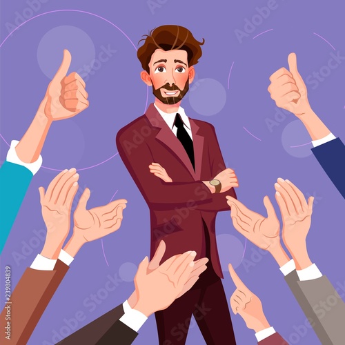 Success in business. Human hands clapping. Flat design modern vector illustration concept