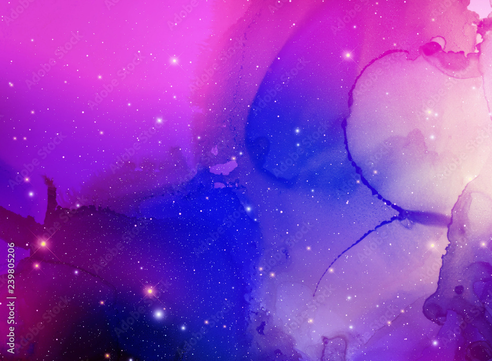 Naklejka premium Space Nebula Watercolor Background