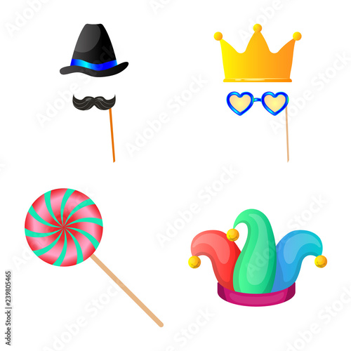 Vector design of party and birthday icon. Set of party and celebration stock vector illustration.