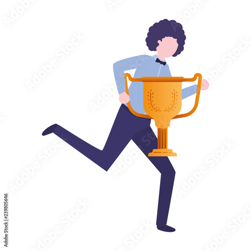 businessman with trophy avatar character