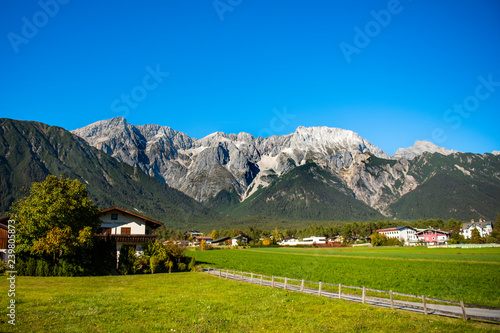 Austria houses and mountains