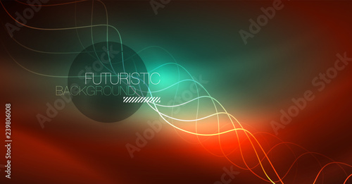 Neon lines wave background. Abstract composition