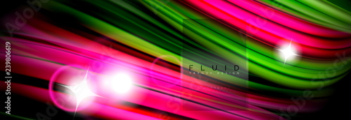 Mixing color waves on black, liquid flowing shapes