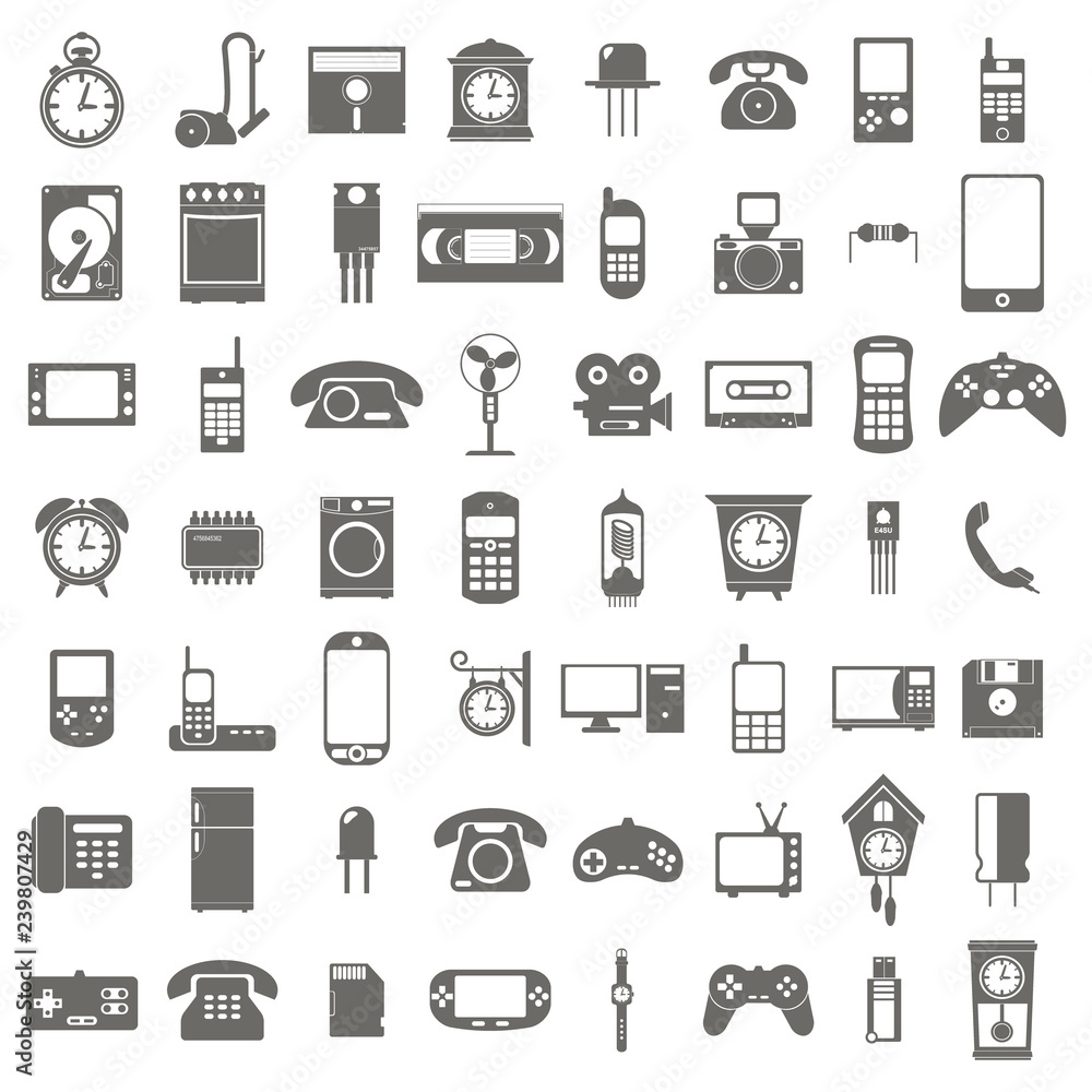 monochrome set with technology icons for your design monochrome set with technology icons for your design
