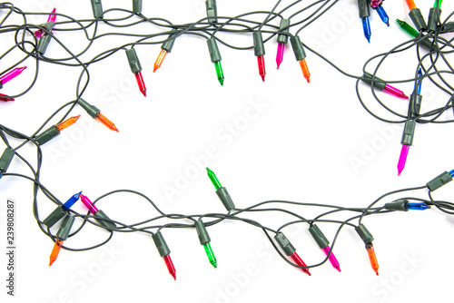 Christmas lights ornaments isolated on white background