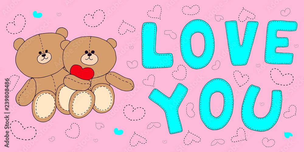 set for the day of all lovers. bears stars lettering love you set for the day of all lovers. bears stars lettering love you