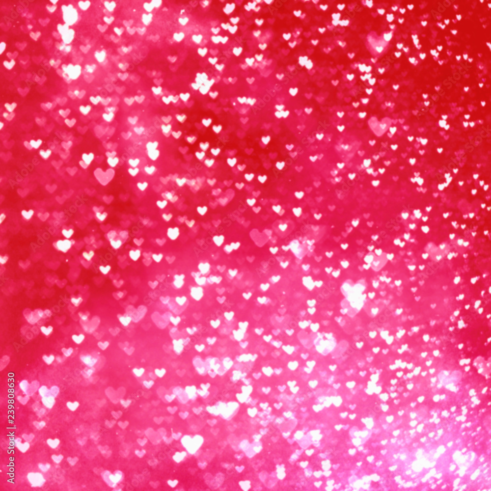 Red shiny background for lovers, blurred hearts bokeh, heart, holiday, romance, glitter, Valentine's day, garden background, pink, white