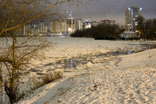 View of Neva River at evening. photo