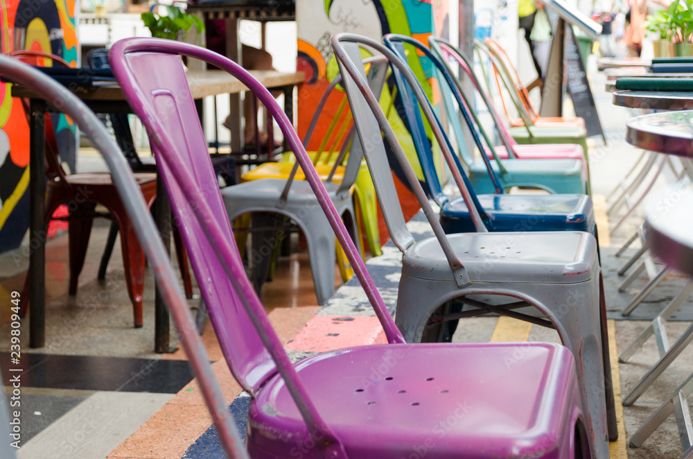 Row of colourful chairs