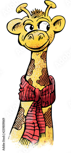 Giraffe cartoon karakter met sjaal photo