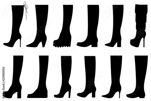 Set of different boots isolated on white