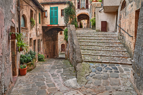 picturesque corner in Sorano, Grosseto, Tuscany, Italy