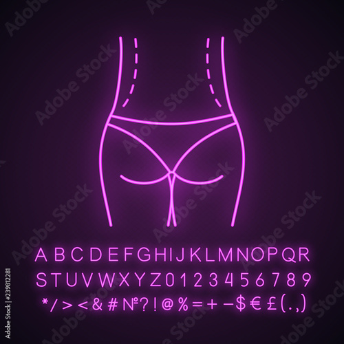 Waist correction surgery neon light icon photo