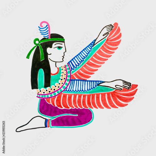 marker sketch drawing of egyptian goddess Isis