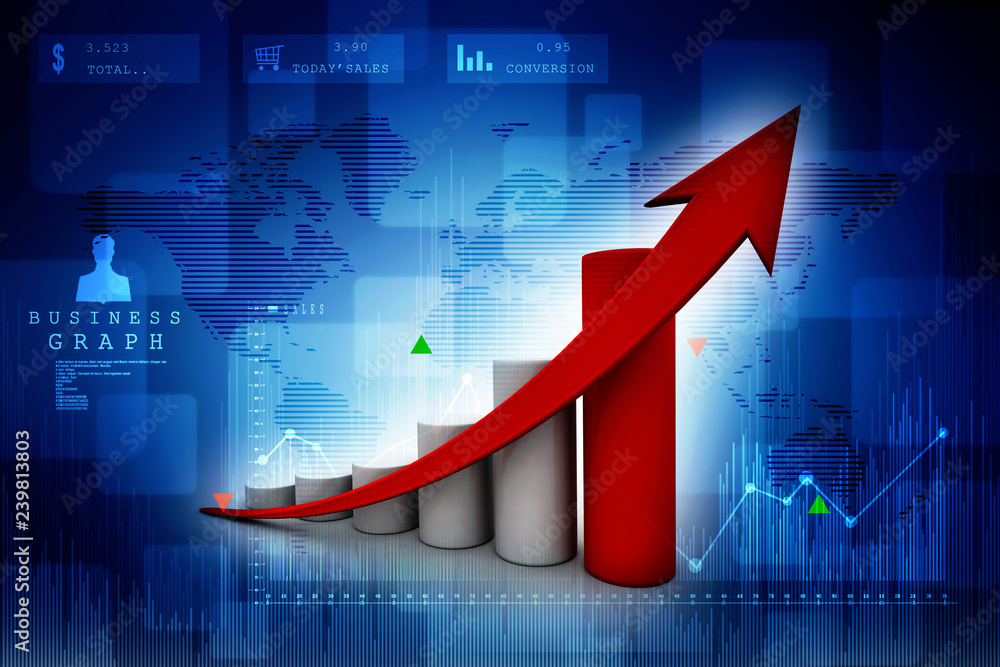 3d rendering Stock market online business concept. business Graph 3d rendering Stock market online business concept. business Graph
