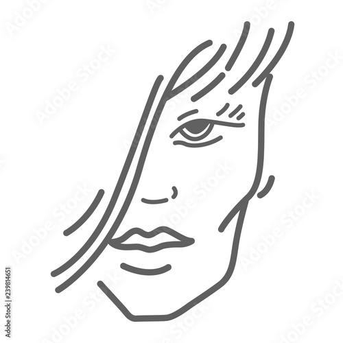 Transvestite face vector doodle icon isolated on white, hand drawn sketchy style