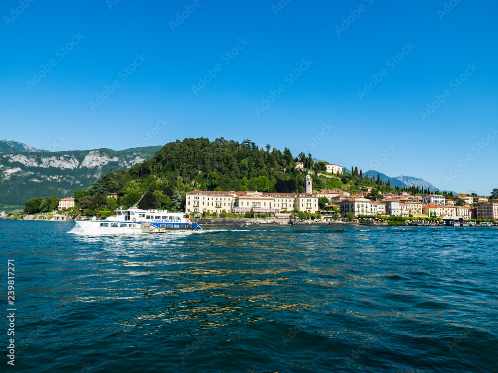 Italy Lombardy, Lake Como, Lake Como, Como province, overlooking the old town of Bellaggo