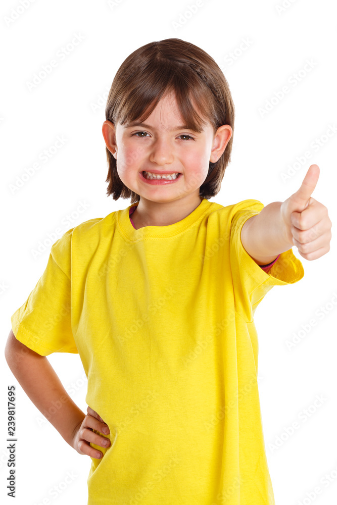 Kind Mädchen glücklich Daumen hoch positiv gut Freisteller freigestellt isoliert Kind Mädchen glücklich Daumen hoch positiv gut Freisteller freigestellt isoliert