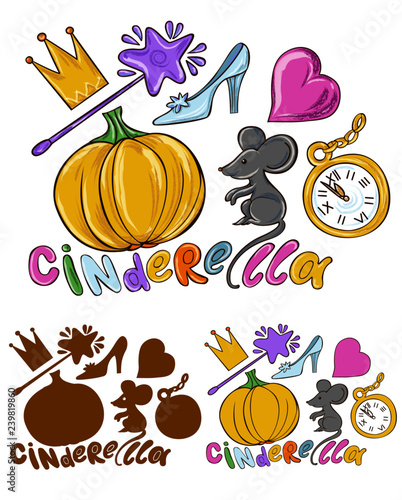 set of cinderella icons