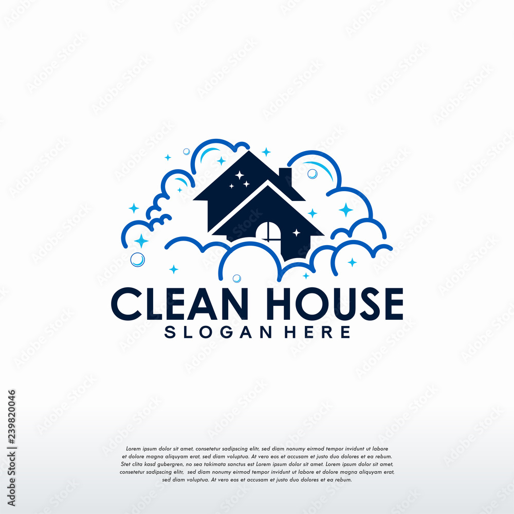 Clean House logo designs template vector, Cleaning Service logo template