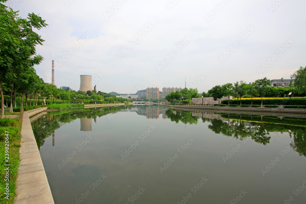 industrial building by the DouHe River shore in Tangshan City, China