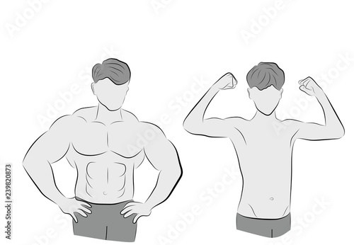 fat and thin athletes. playing sports. vector illustration.