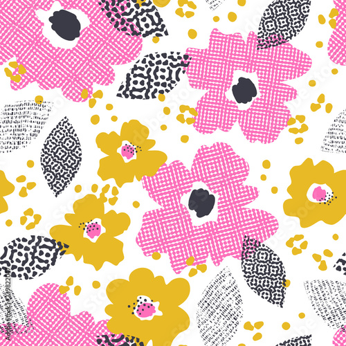 seamless pattern with flowers and leaves © orangeberry