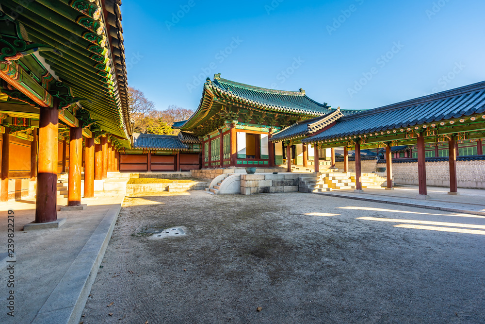 Beautiful architecture building Changdeokgung palace in Seoul city